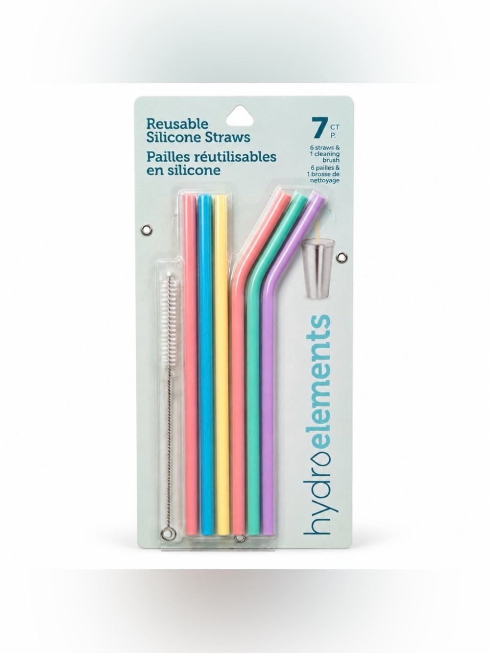 NIP/ Hydro elements Reusable Silicone Straws - Pastel Multi-Color (7 PC)